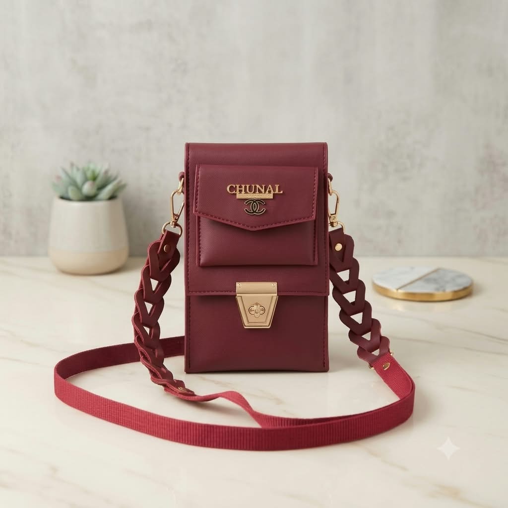 The Diamonds Lady Deep Red Braided Crossbody Pouch